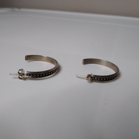 Vintage Metal Half Hoop Earrings - Picture 3 of 13